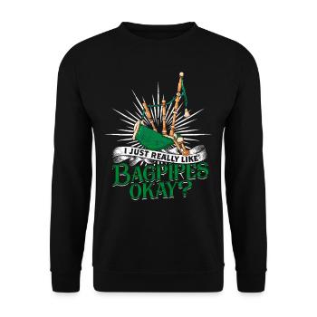 Dudelsack Sackpfeife - Unisex Pullover - Schwarz - Vorne - Alina (178cm) & Michal (187cm)
