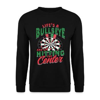 Dart Dartspieler Darter - Unisex Pullover - Schwarz - Vorne - Alina (178cm) & Michal (187cm)