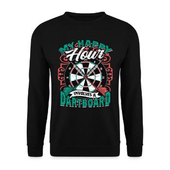 Dart Dartspieler Darter - Unisex Pullover - Schwarz - Vorne - Alina (178cm) & Michal (187cm)