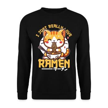 Cat Loves Ramen Bowl Kawaii Anime - Sweat-shirt Unisexe - noir - Devant - Alina (178cm) & Michal (187cm)