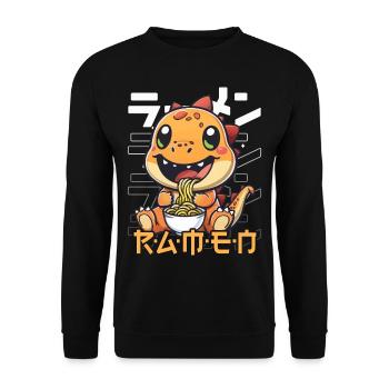 Dinosaure Aime Ramen Bowl Kawaii Anime - Sweat-shirt Unisexe - noir - Devant - Alina (178cm) & Michal (187cm)