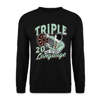 Dart Dartspieler Darter - Unisex Pullover - Schwarz - Vorne - Alina (178cm) & Michal (187cm)