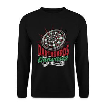 Dart Dartspieler Darter - Unisex Pullover - Schwarz - Vorne - Alina (178cm) & Michal (187cm)