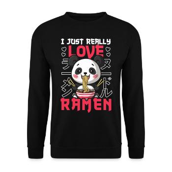 Panda Loves Ramen Bowl Kawaii Anime - Sweat-shirt Unisexe - noir - Devant - Alina (178cm) & Michal (187cm)
