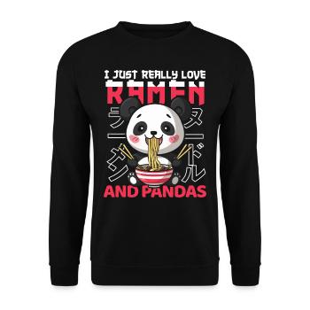 Panda Loves Ramen Bowl Kawaii Anime - Sweat-shirt Unisexe - noir - Devant - Alina (178cm) & Michal (187cm)
