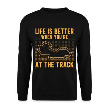 La vie de course de voiture de circuit est meilleure sur la piste cadeau - Sweat-shirt Unisexe - noir - Devant - Alina (178cm) & Michal (187cm)