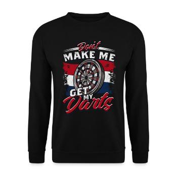 Dart Dartspieler Darter - Unisex Pullover - Schwarz - Vorne - Alina (178cm) & Michal (187cm)