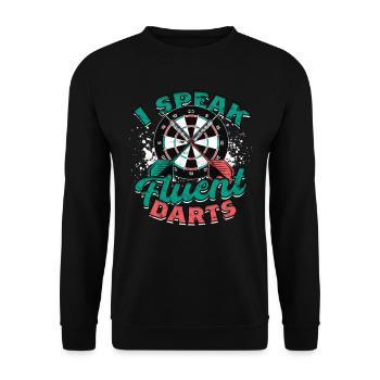 Dart Dartspieler Darter I Speak Fluent Darts - Unisex Pullover - Schwarz - Vorne - Alina (178cm) & Michal (187cm)