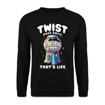 Chewing Gum Machine Twist Drop Smile That's Life - Unisex Sweatshirt - black - Front - Alina (178cm) & Michal (187cm)