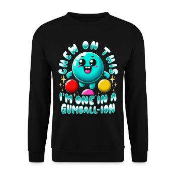 Kaugummiautomat One In A Gumball-ion - Unisex Pullover - Schwarz - Vorne - Alina (178cm) & Michal (187cm)