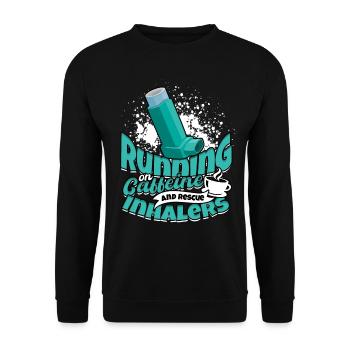 Asthma Running On Caffeine And Rescue Inhalers - Unisex Pullover - Schwarz - Vorne - Alina (178cm) & Michal (187cm)