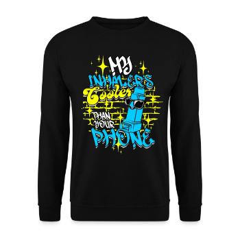 Asthma My Inhaler's Cooler Than Your Phone - Unisex Pullover - Schwarz - Vorne - Alina (178cm) & Michal (187cm)