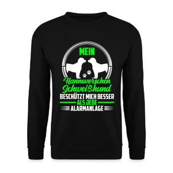 Hanoverian hound protects me - Unisex Sweatshirt - black - Front - Alina (178cm) & Michal (187cm)