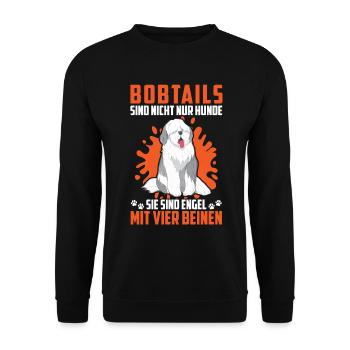 Bobtail nicht nur Hund Old English Sheepdog - Unisex Pullover - Schwarz - Vorne - Alina (178cm) & Michal (187cm)
