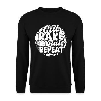 Farmer Straw Bale Cut Rake Bale Repeat - Unisex Sweatshirt - black - Front - Alina (178cm) & Michal (187cm)