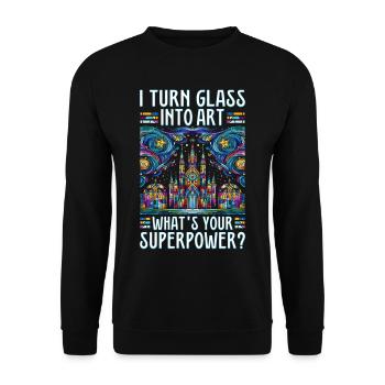 Vitrail artiste verrier peintre mosaïque artiste - Sweat-shirt Unisexe - noir - Devant - Alina (178cm) & Michal (187cm)