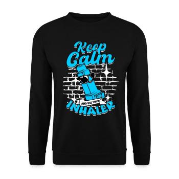 Asthme Les asthmatiques gardent leur calme et utilisent leur inhalateur - Sweat-shirt Unisexe - noir - Devant - Alina (178cm) & Michal (187cm)