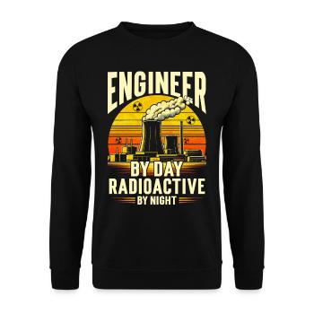 Ingénieur nucléaire le jour Radioactif la nuit - Sweat-shirt Unisexe - noir - Devant - Alina (178cm) & Michal (187cm)