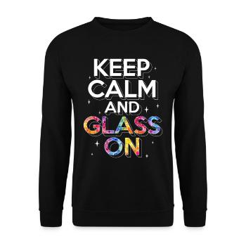 Vitrail peintre garder calme et verre sur - Sweat-shirt Unisexe - noir - Devant - Alina (178cm) & Michal (187cm)