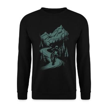 Motorrad Motocross Motorsport Natur Berge - Unisex Pullover - Schwarz - Vorne - Alina (178cm) & Michal (187cm)