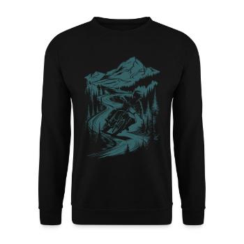 Motorrad Motocross Motorsport Natur Berge - Unisex Pullover - Schwarz - Vorne - Alina (178cm) & Michal (187cm)