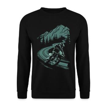 Motorrad Motocross Motorsport Natur Berge - Unisex Pullover - Schwarz - Vorne - Alina (178cm) & Michal (187cm)