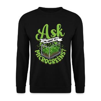 Microgreen Posez-moi des questions sur les microgreens ? - Sweat-shirt Unisexe - noir - Devant - Alina (178cm) & Michal (187cm)