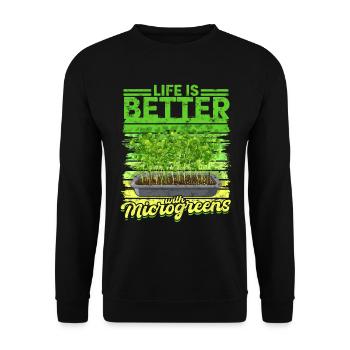 La vie des micro-pousses est meilleure avec les micro-pousses - Sweat-shirt Unisexe - noir - Devant - Alina (178cm) & Michal (187cm)