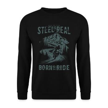 Motorrad Motocross Motorsport Born to Ride - Unisex Pullover - Schwarz - Vorne - Alina (178cm) & Michal (187cm)