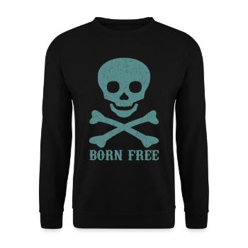 Crâne disant né libre - Sweat-shirt Unisexe - noir - Devant - Alina (178cm) & Michal (187cm)