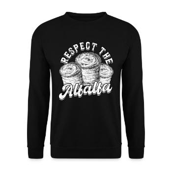 Landwirt Heu Stroh Strohballen Heuballen - Unisex Pullover - Schwarz - Vorne - Alina (178cm) & Michal (187cm)