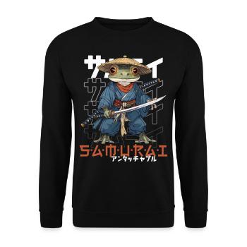 Samurai Frog Kawaii Japanese Ninja Frog - Unisex Sweatshirt - black - Front - Alina (178cm) & Michal (187cm)