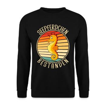 Les hippocampes ont dépassé les premiers nageurs de 2024 - Sweat-shirt Unisexe - noir - Devant - Alina (178cm) & Michal (187cm)
