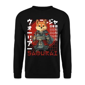 Samurai Dog Kawaii Japanese Ninja Shiba Inu - Unisex Sweatshirt - black - Front - Alina (178cm) & Michal (187cm)