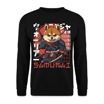 Samurai Dog Kawaii Japanese Ninja Shiba Inu - Unisex Sweatshirt - black - Front - Alina (178cm) & Michal (187cm)