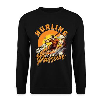 Hurling More than a game it's a passion - Unisex Sweatshirt - black - Front - Alina (178cm) & Michal (187cm)