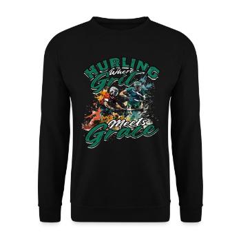Hurling Where grit meets grace - Unisex Sweatshirt - black - Front - Alina (178cm) & Michal (187cm)