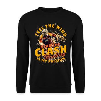 Feel the Wind Hear the Clash Hurling is My Passion - Unisex Sweatshirt - black - Front - Alina (178cm) & Michal (187cm)