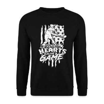 Hurling Sticks in Hands Hearts in the Game - Unisex Sweatshirt - black - Front - Alina (178cm) & Michal (187cm)