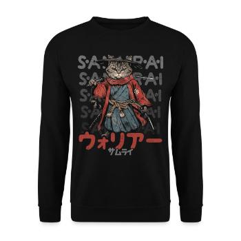 Samurai Cat Kawaii Japanese Ninja Cat - Unisex Sweatshirt - black - Front - Alina (178cm) & Michal (187cm)
