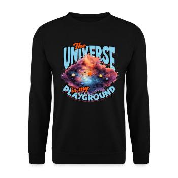 Astrofotografie The Universe Is my Playground - Unisex Pullover - Schwarz - Vorne - Alina (178cm) & Michal (187cm)