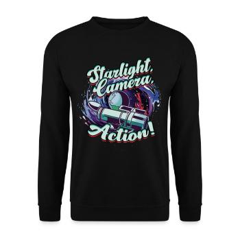 Astrophotography Starlight camera action - Unisex Sweatshirt - black - Front - Alina (178cm) & Michal (187cm)