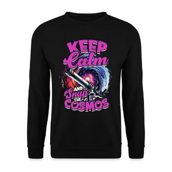 Astrophotographie Restez calme et photographiez le cosmos - Sweat-shirt Unisexe - noir - Devant - Alina (178cm) & Michal (187cm)