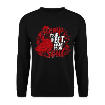 Flamenco Stomp your feet free your soul - Unisex Pullover - Schwarz - Vorne - Alina (178cm) & Michal (187cm)