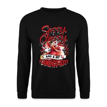 Flamenco Cul, Chic et un peu Flamenco - Sweat-shirt Unisexe - noir - Devant - Alina (178cm) & Michal (187cm)