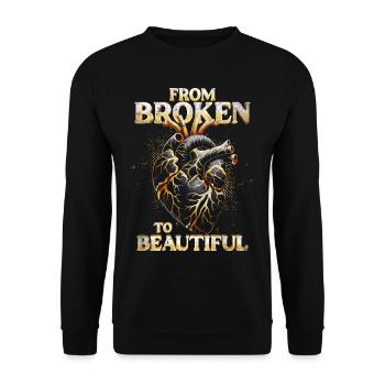 Kintsugi From Broken To Beautiful - Unisex Sweatshirt - black - Front - Alina (178cm) & Michal (187cm)