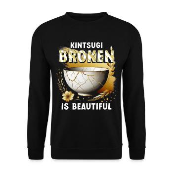 Kintsugi Kintsukuroi Broken Is Beautiful - Unisex Sweatshirt - black - Front - Alina (178cm) & Michal (187cm)