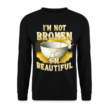 Kintsugi I'm Not Broken I'm Beautiful - Unisex Sweatshirt - black - Front - Alina (178cm) & Michal (187cm)