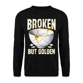 Kintsugi Kintsukuroi Broken But Golden - Unisex Sweatshirt - black - Front - Alina (178cm) & Michal (187cm)