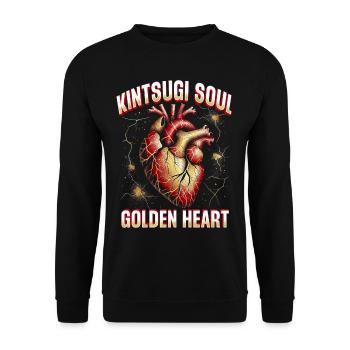 Kintsugi Soul Golden Heart Kintsukuroi - Unisex Sweatshirt - black - Front - Alina (178cm) & Michal (187cm)